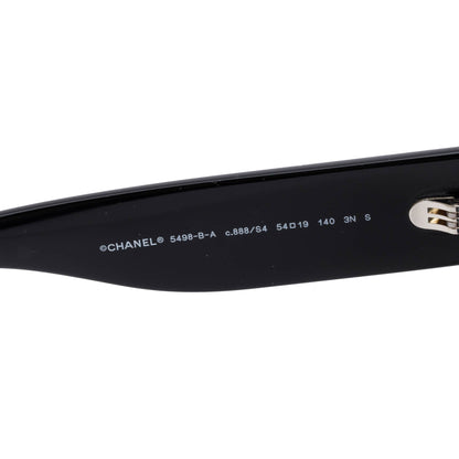 Chanel 5498-B-A Black Acetate Strass CC Logo Round Sunglasses