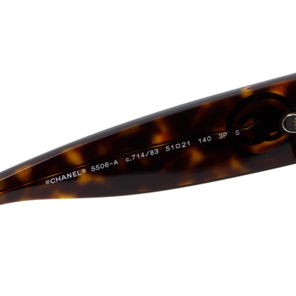 Chanel 5506-A 2023 Interlocking CC Logo Tortoise Acetate Sunglasses