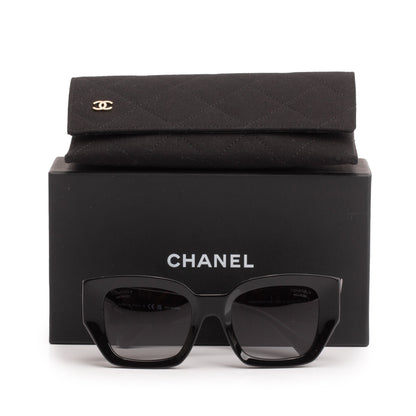 Chanel 5506 Black Acetate CC Logo Cat-Eye Sunglasses