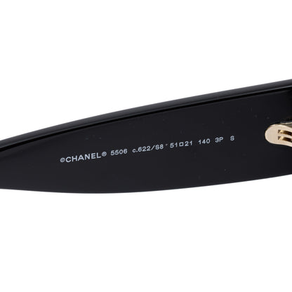 Chanel 5506 Black Acetate CC Logo Square Sunglasses