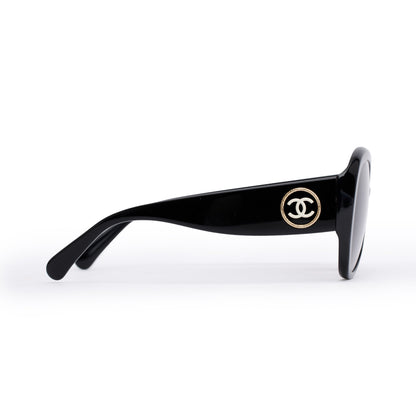 Chanel 5508-A Black Acetate CC Logo Pilot Sunglasses