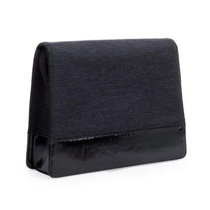 Chanel Grey Jersey Patent Leather CC Flap Shoulder Bag