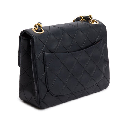 Chanel Vintage Black Lambskin Classic Mini Square Flap