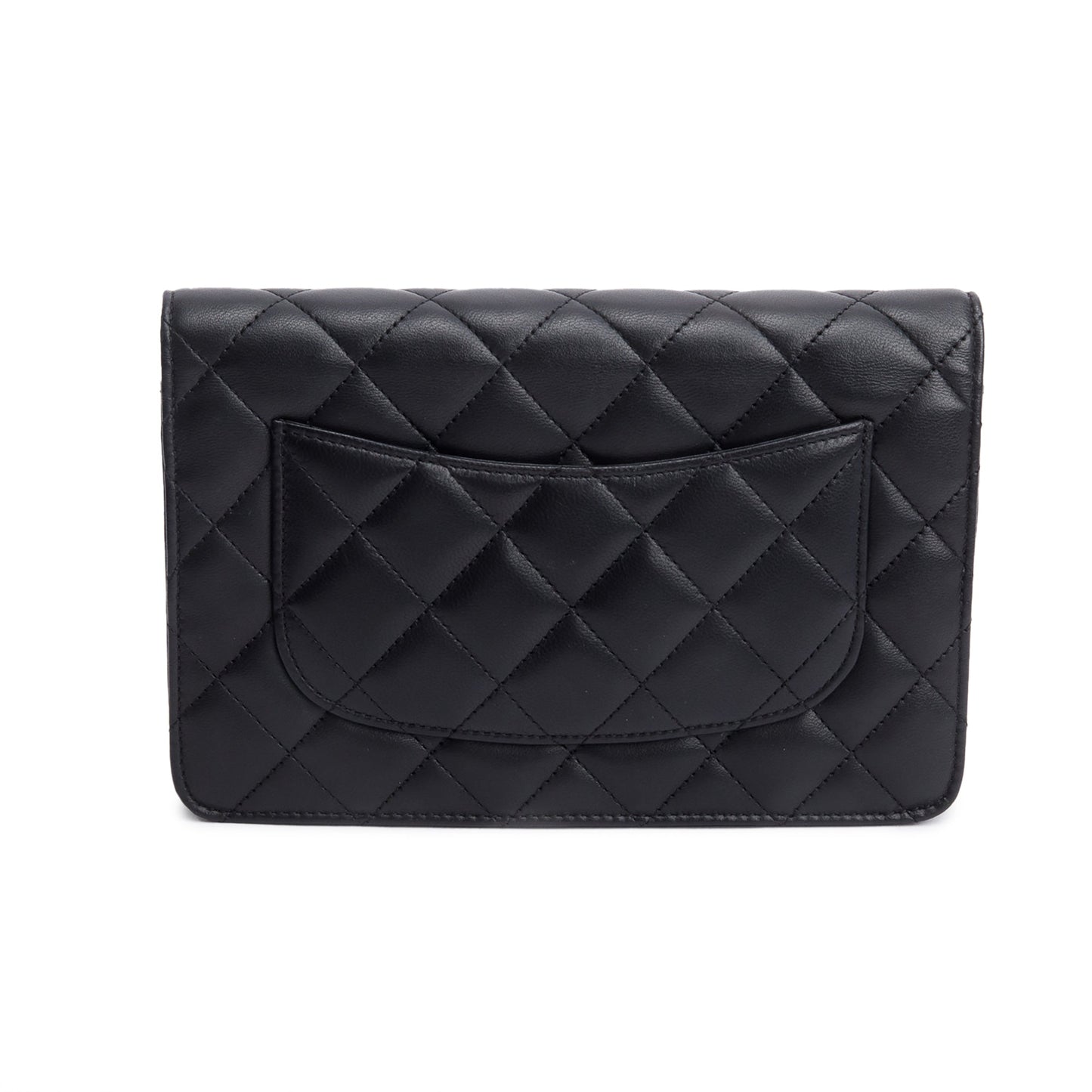 Chanel Black Quilted Lambskin Leather Classic Wallet on Chain