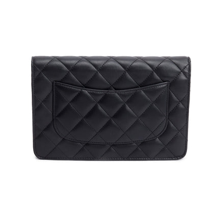 Chanel Black Quilted Lambskin Leather Classic Wallet on Chain