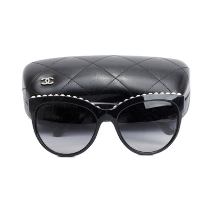 Chanel 6040 Black Acetate Freshwater Pearl Butterfly Sunglasses