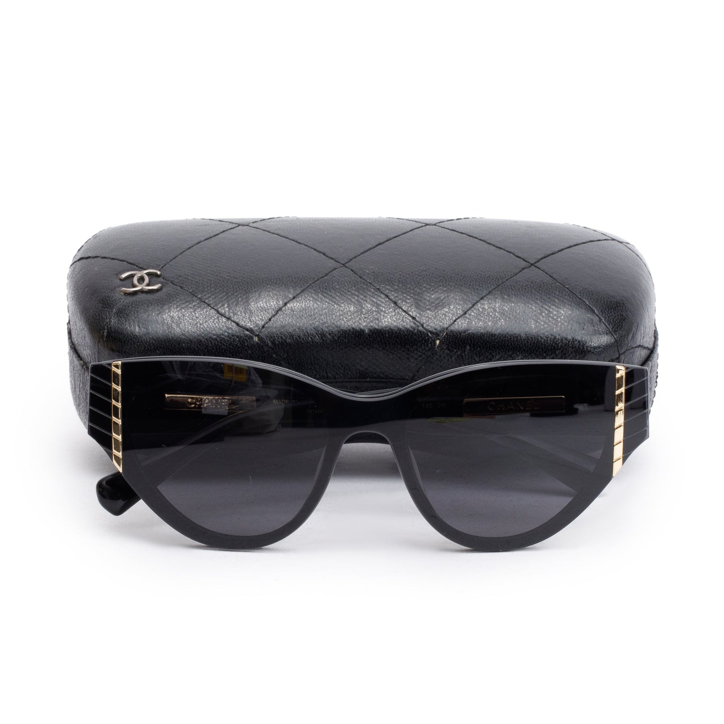 Chanel 6054 Black Acetate Interlocking CC Logo Cat-Eye Sunglasses