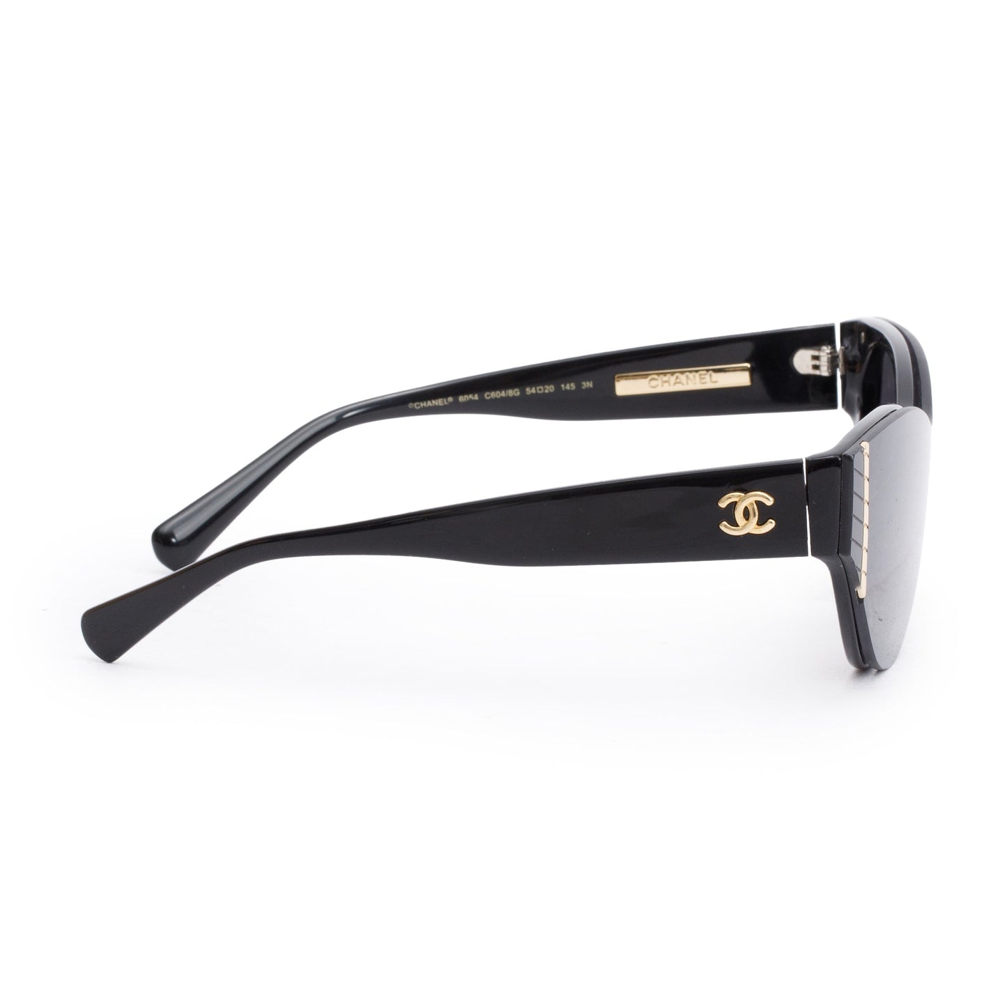 Chanel 6054 Black Acetate Interlocking CC Logo Cat-Eye Sunglasses