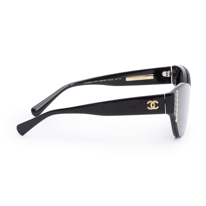 Chanel 6054 Black Acetate Interlocking CC Logo Cat-Eye Sunglasses