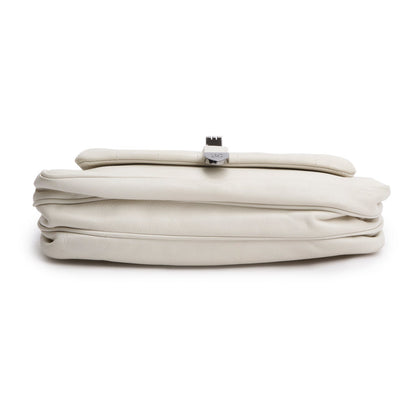 Chanel White Lambskin Mademoiselle Accordion Flap Bag