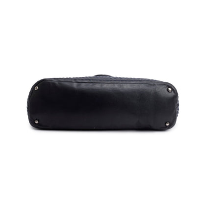 Chanel Navy Quilted Stitched Calfskin Leather Expandable Ligne Flap Bag