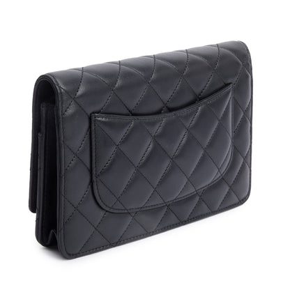 Chanel Black Quilted Lambskin Leather Classic Wallet on Chain