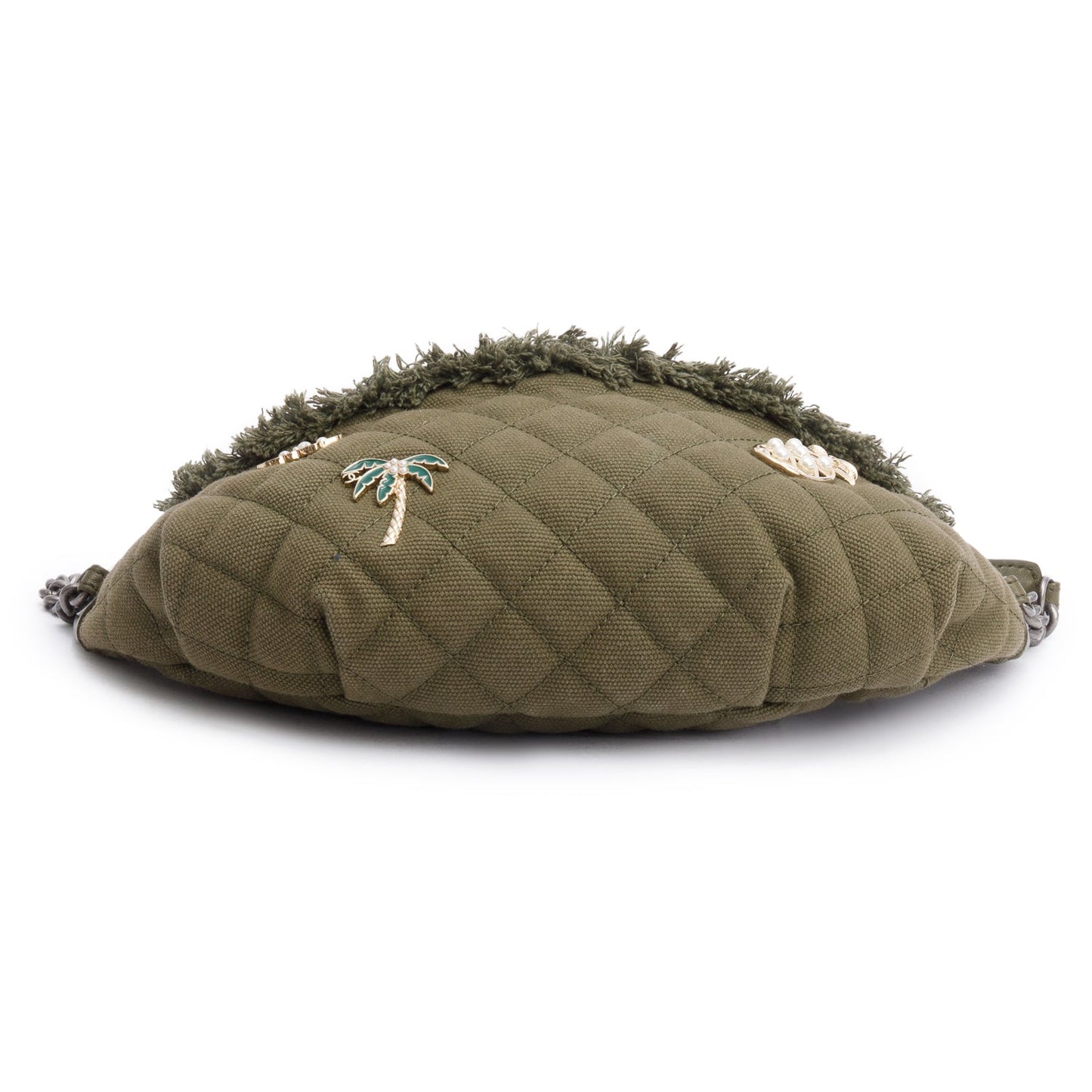 Chanel Khaki Canvas & Lambskin Leather Quilted Cocco Cuba Charms Waist Bag