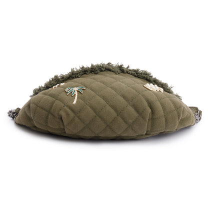 Chanel Khaki Canvas & Lambskin Leather Quilted Cocco Cuba Charms Waist Bag