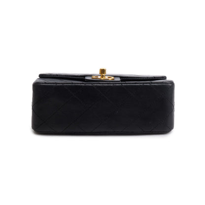Chanel Vintage Black Lambskin Classic Mini Square Flap