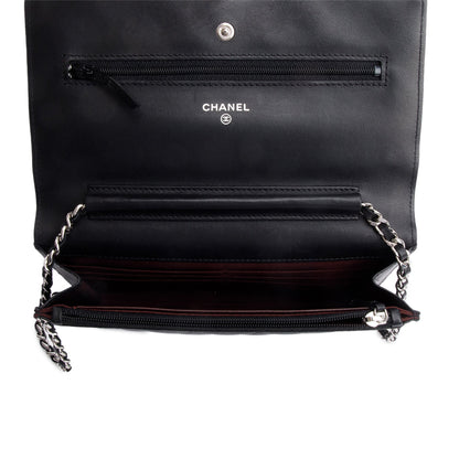 Chanel Black Quilted Lambskin Leather Classic Wallet on Chain