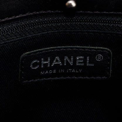 Chanel Black Calfskin Quilted Shopping in Chains Tote