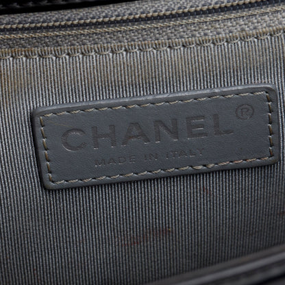 Chanel Black Patent Leather Original Clasp Medium Boy Flap Bag