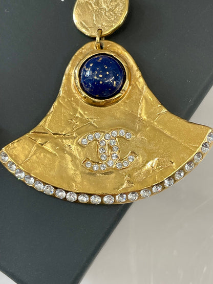 CHANEL ANCIENT EGYPT GOLD-TONE GLASS EARRINGS