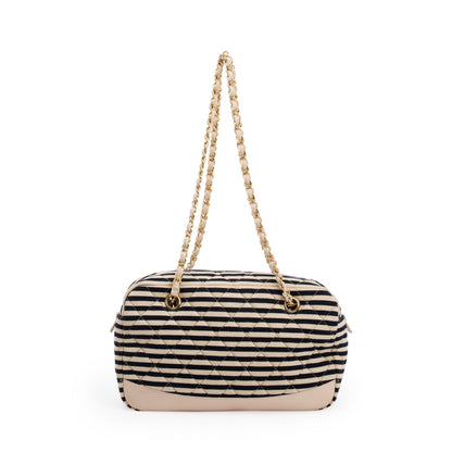 Chanel Beige & Black Quilted Jersey Coco Sailor Camera Bag