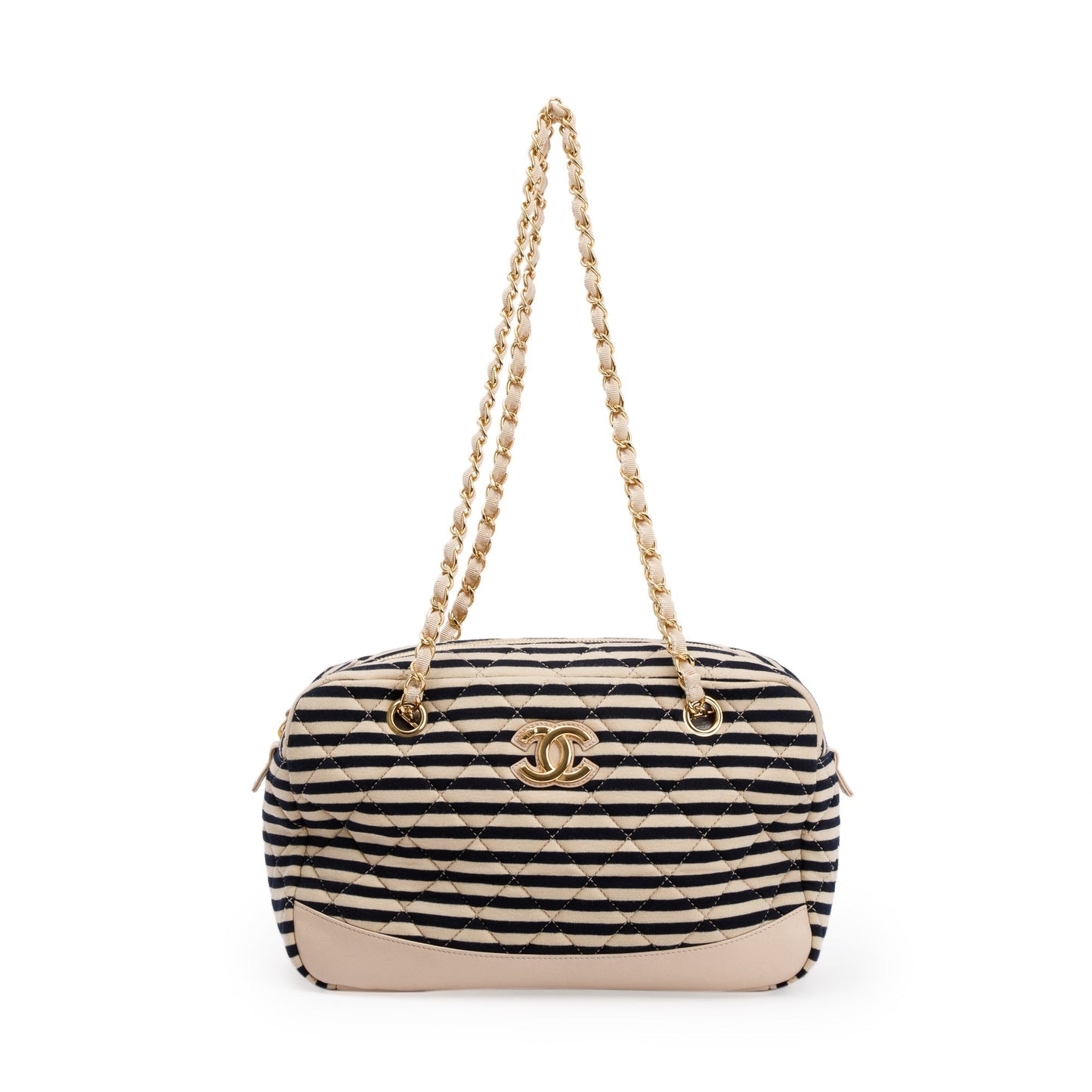Chanel Beige & Black Quilted Jersey Coco Sailor Camera Bag