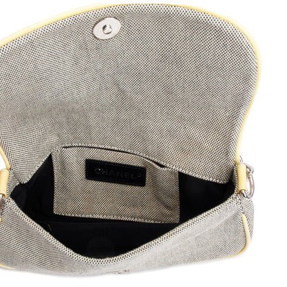 Chanel Beige Canvas Camellia No.5 Mini Flap Bag