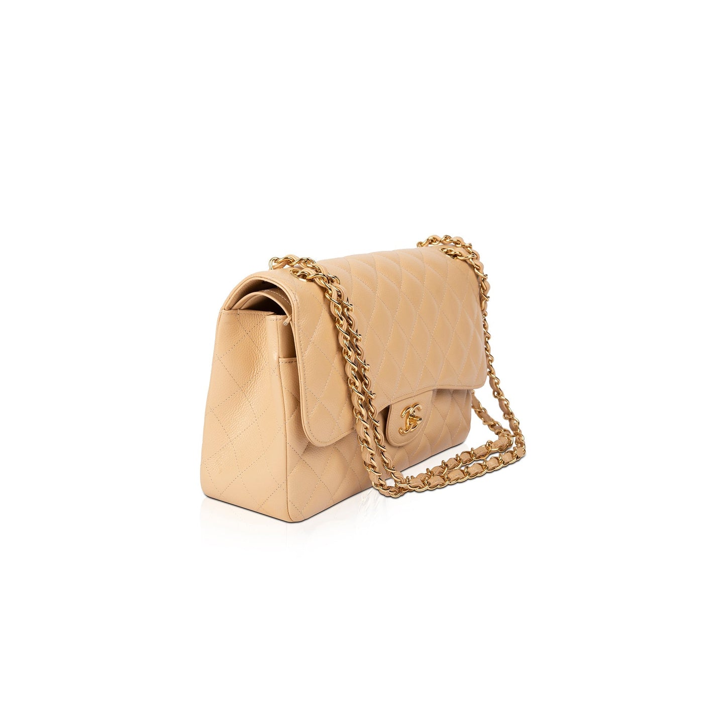 Chanel Beige Caviar Classic Jumbo Double Flap Bag