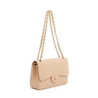 Chanel Beige Caviar Classic Jumbo Double Flap Bag