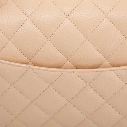 Chanel Beige Caviar Classic Jumbo Double Flap Bag