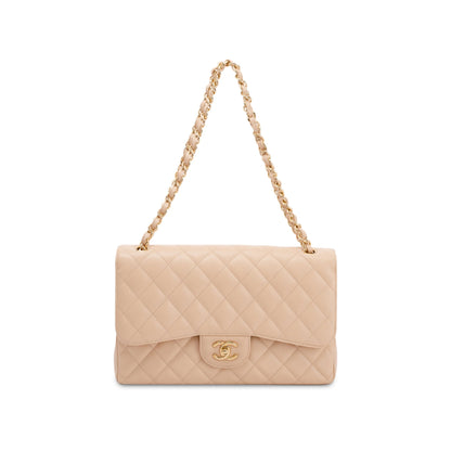 Chanel Beige Caviar Classic Jumbo Double Flap Bag