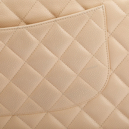 Chanel Beige Caviar Classic Jumbo Double Flap Bag