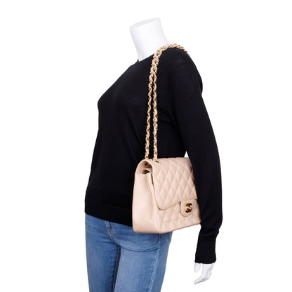 Chanel Beige Caviar Classic Jumbo Double Flap Bag