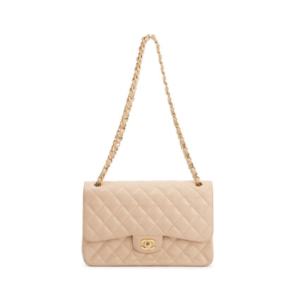 Chanel Beige Caviar Classic Jumbo Double Flap Bag
