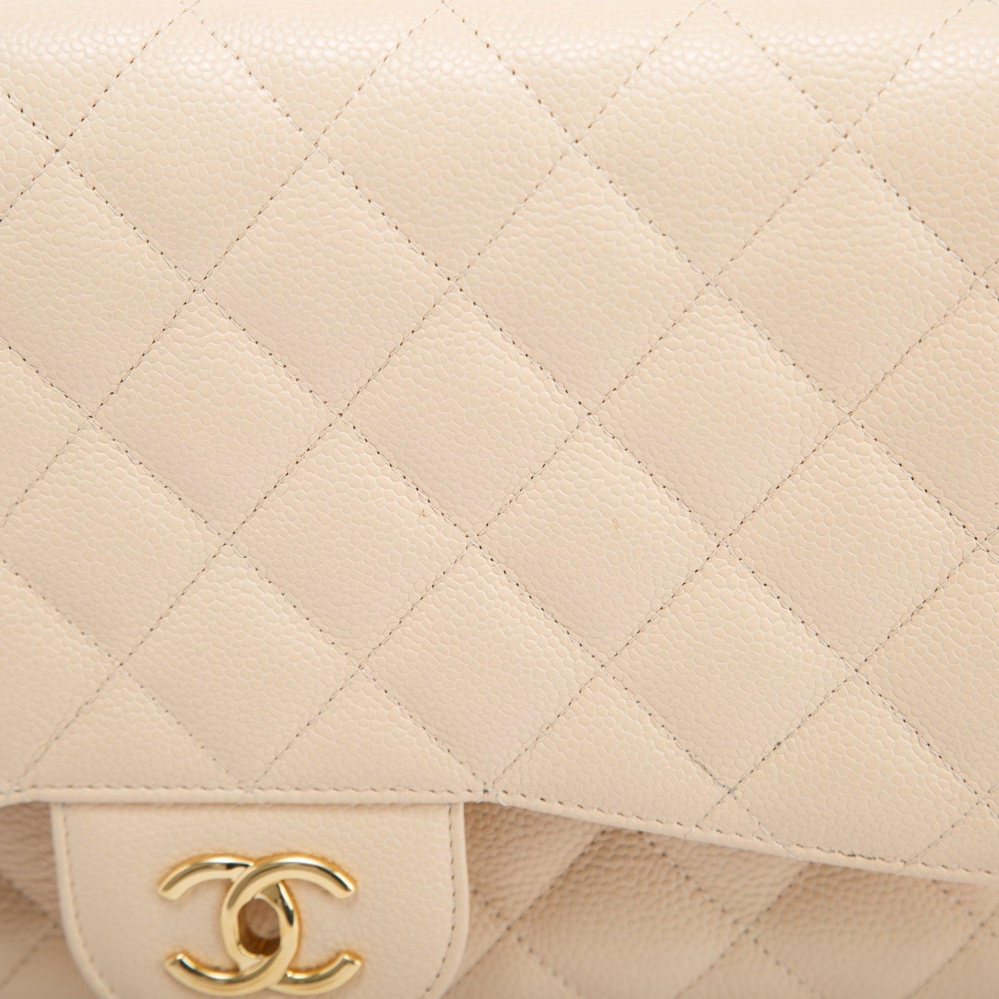 Chanel Beige Caviar Classic Jumbo Single Flap Bag