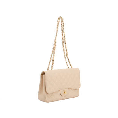 Chanel Beige Caviar Classic Jumbo Single Flap Bag