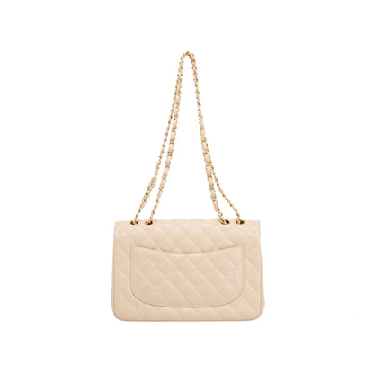 Chanel Beige Caviar Classic Jumbo Single Flap Bag