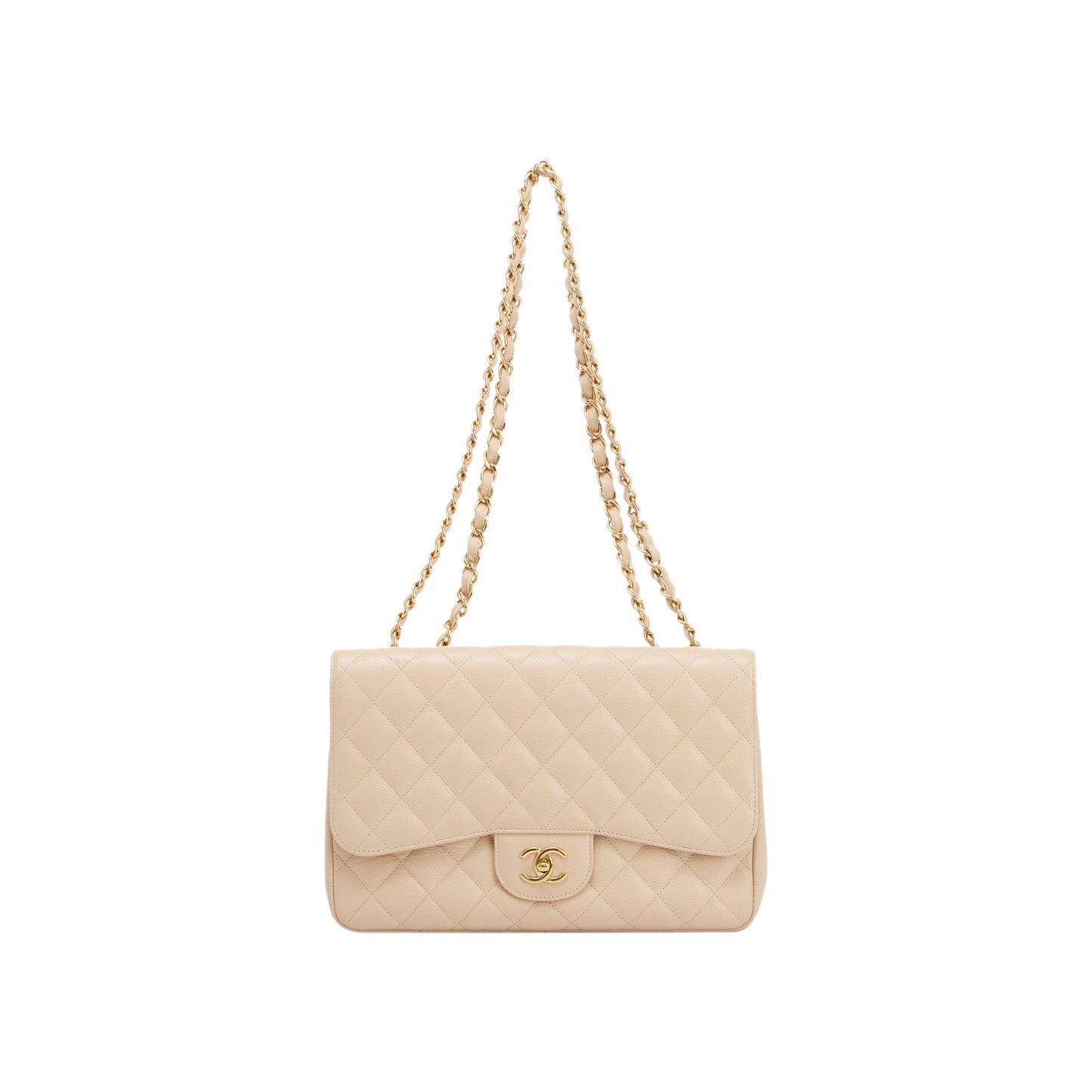 Chanel Beige Caviar Classic Jumbo Single Flap Bag