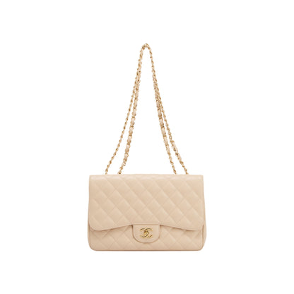 Chanel Beige Caviar Classic Jumbo Single Flap Bag