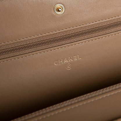 Chanel Beige Caviar Filigree Wallet on Chain