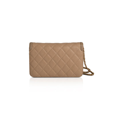 Chanel Beige Caviar Filigree Wallet on Chain