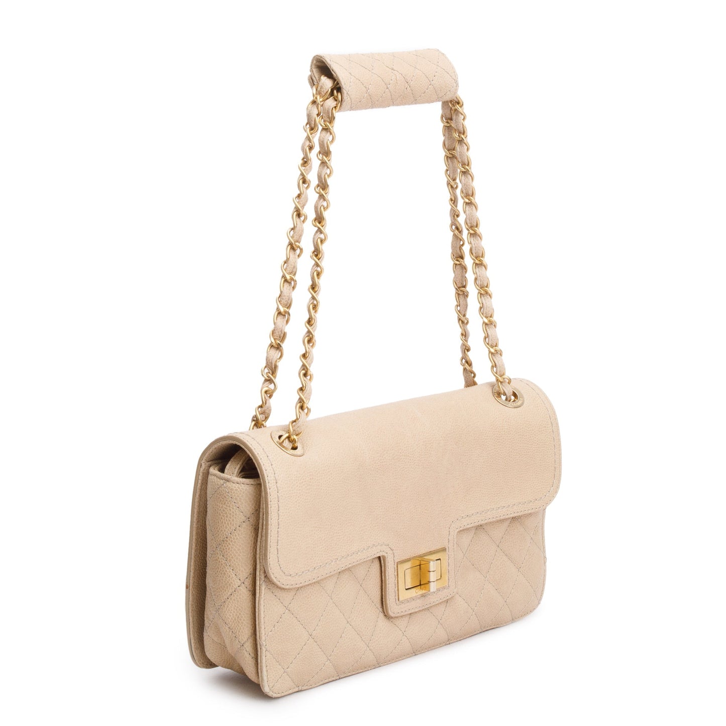 Chanel Beige Caviar Leather 2.55 Reissue Single Flap Bag