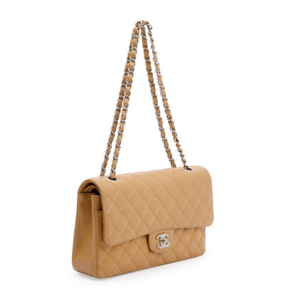 Chanel Beige Caviar Leather Classic Medium Double Flap Bag