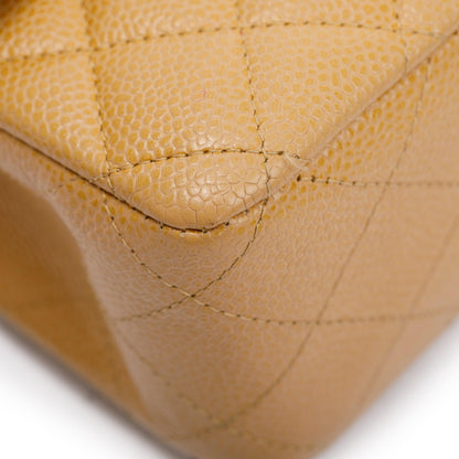 Chanel Beige Caviar Leather Classic Medium Double Flap Bag