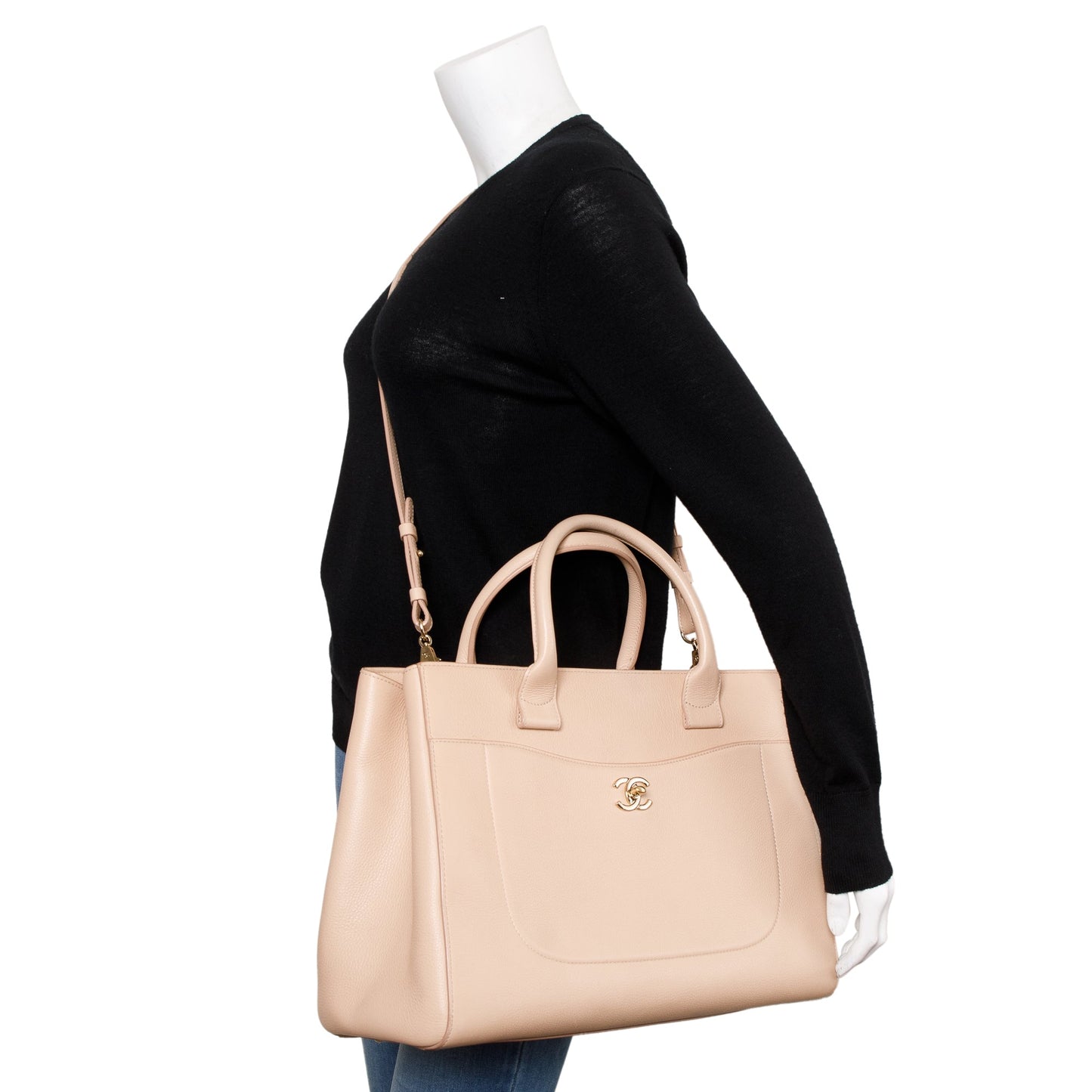 Chanel Beige Caviar Leather Medium Neo Excecutive Tote