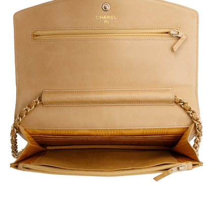 Chanel Beige Caviar Leather Timeless Wallet on Chain