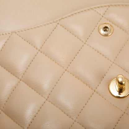Chanel Beige Lambskin Classic Jumbo Double Flap Bag
