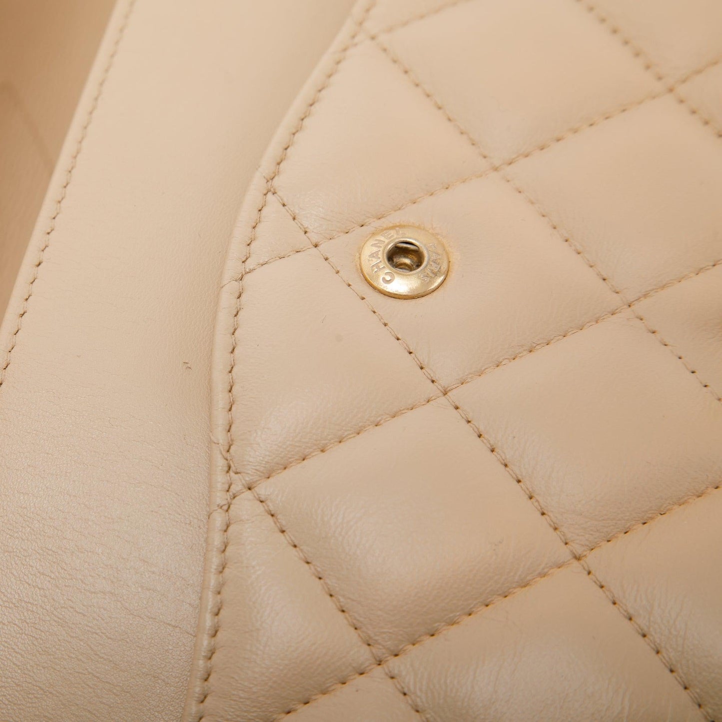 Chanel Beige Lambskin Classic Jumbo Double Flap Bag