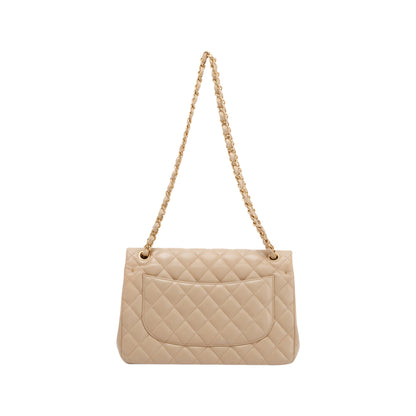 Chanel Beige Lambskin Classic Jumbo Double Flap Bag