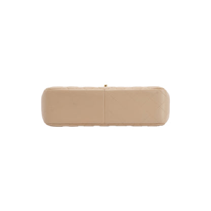 Chanel Beige Lambskin Classic Jumbo Double Flap Bag