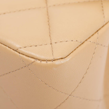 Chanel Beige Lambskin Classic Jumbo Double Flap Bag